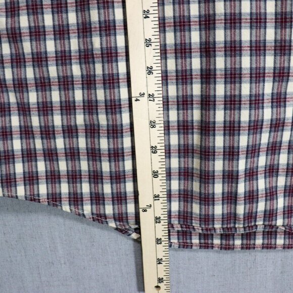 Eddie Bauer Plaid Shirt Mens 2XL Heavy Cotton Long Sleeve Button Up Burgundy - Picture 9 of 11
